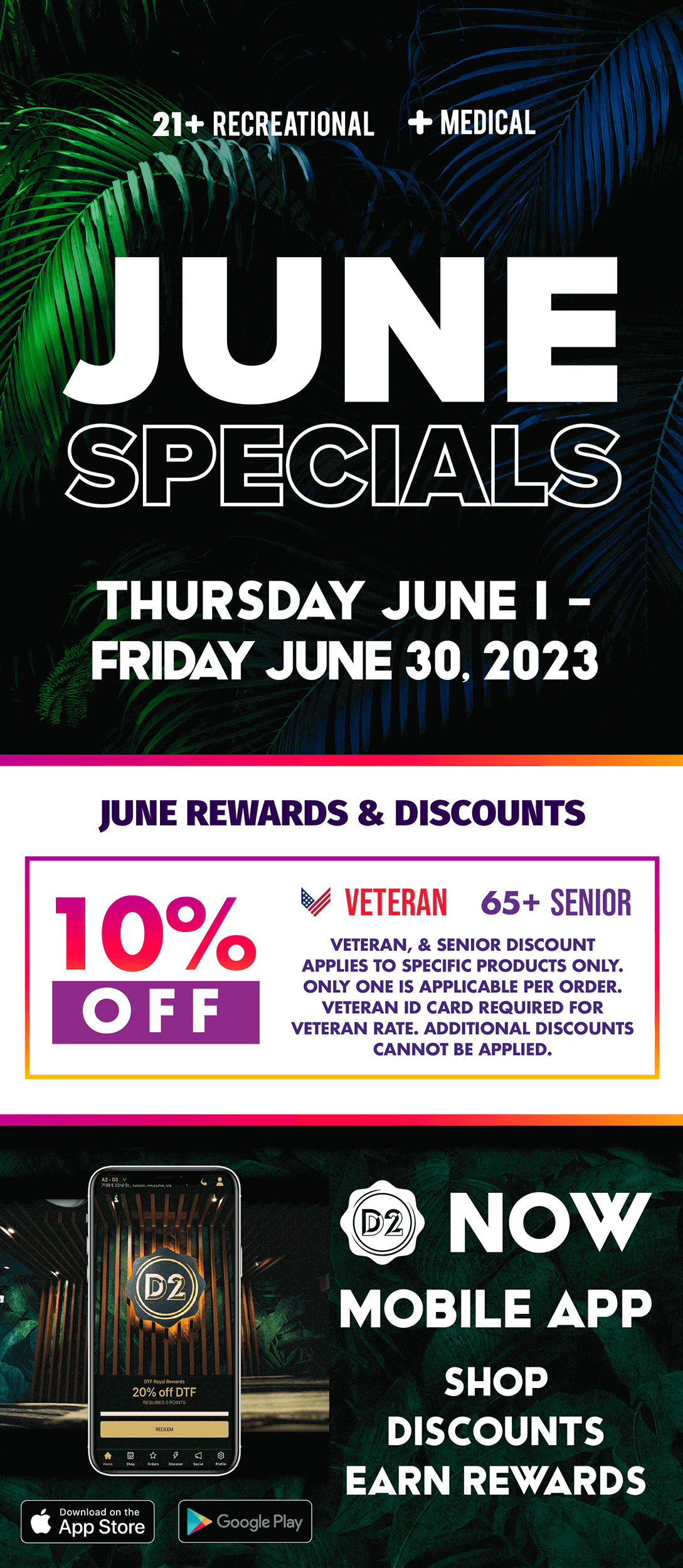 June 2023 Specials D2 Dispensary East Tucson
